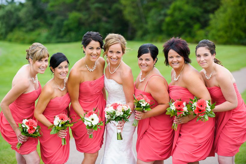 Bridesmaids pink coral dress