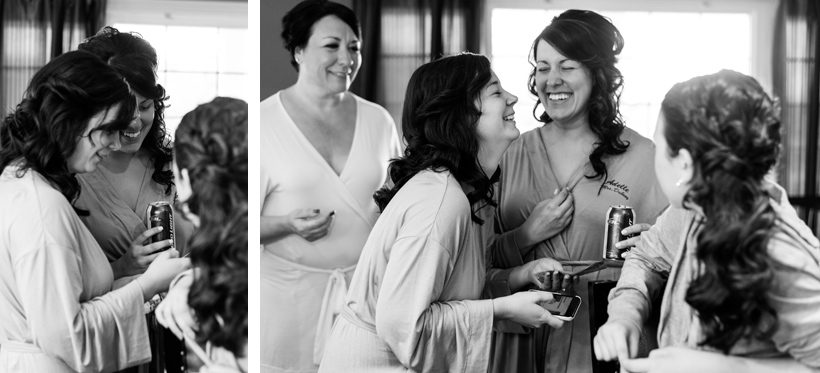 Bride laughing with girls