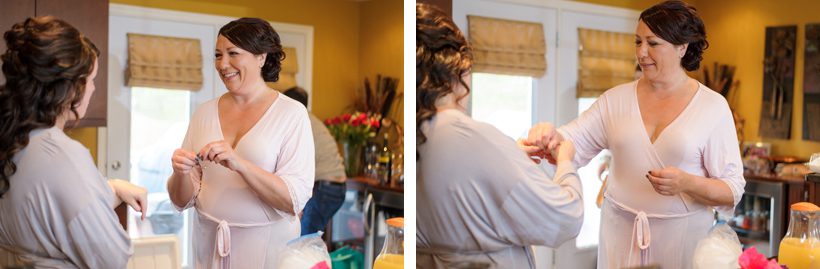 Mom receiving gift from bride