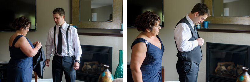 Mother helping groom