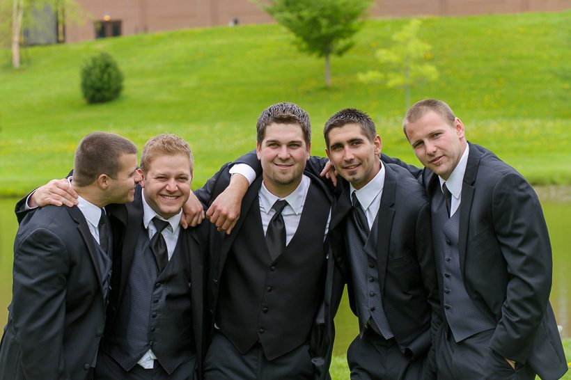 Groomsmen laughing