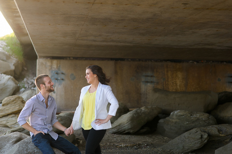 Couple under bridge