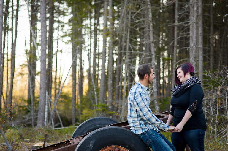 Old tractor with couple