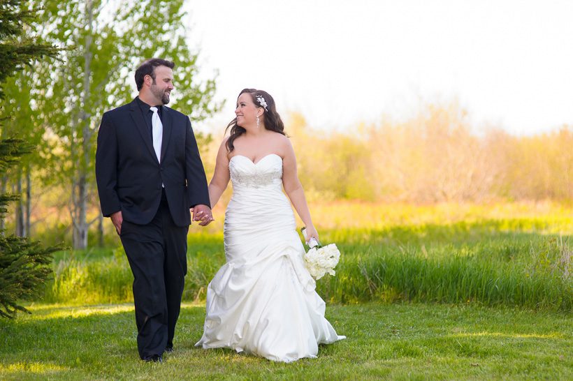 Bride and groom walking