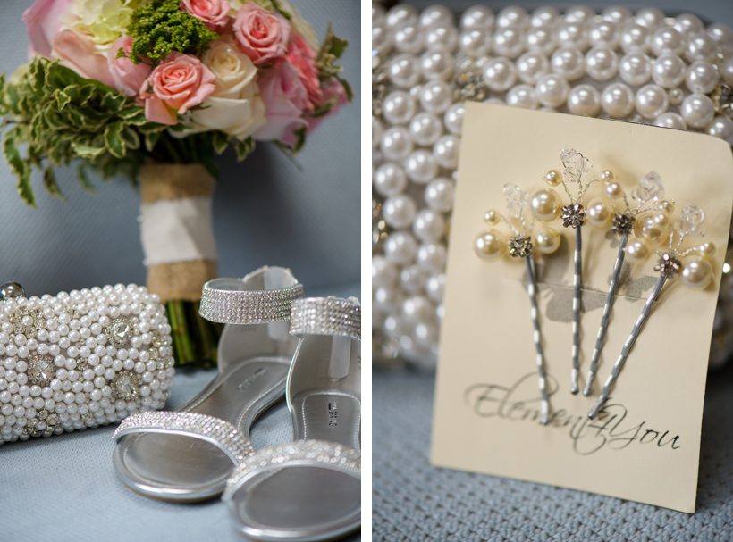 Wedding shoes and bouquet