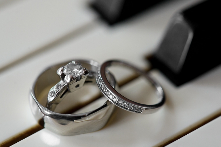 Wedding rings on piano