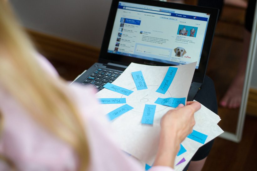 Bride working on laptop