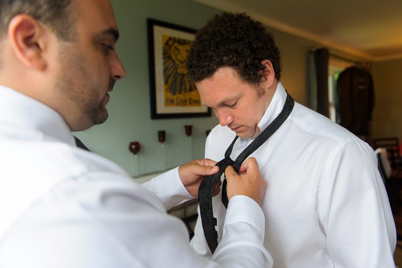 Groom getting ready