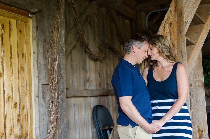 Engagement session in barn