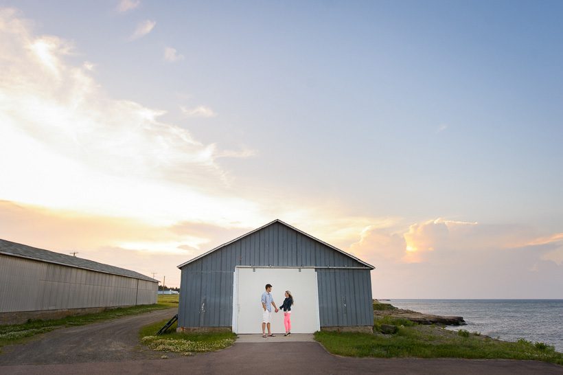 Couple in front of barn