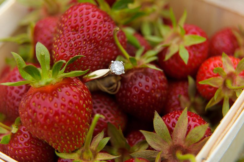 Engagement ring with strawberries