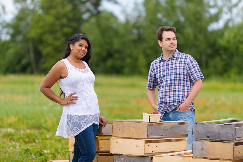 Couple with wood crates