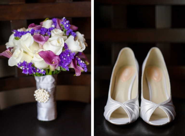 Wedding bouquet and shoes