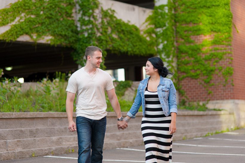 Couple walking downtown Moncton