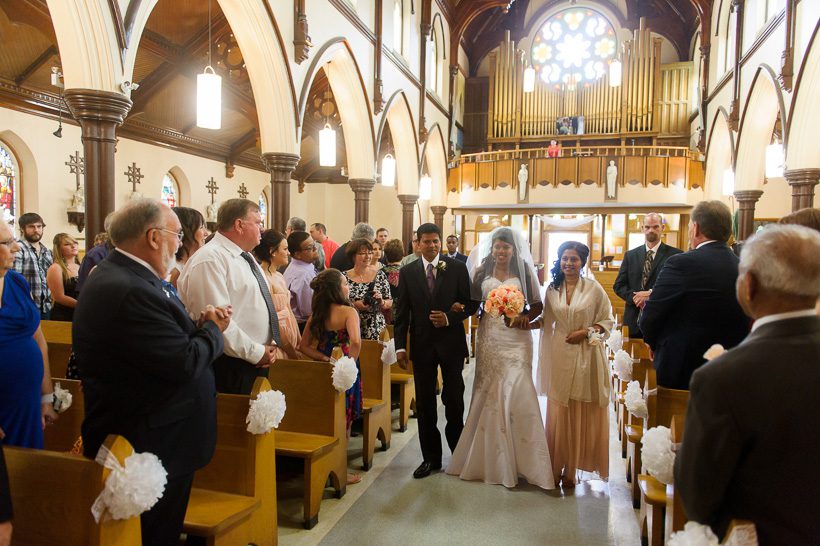 Bride walking down the aisl