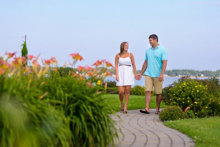 Couple walking on pathway