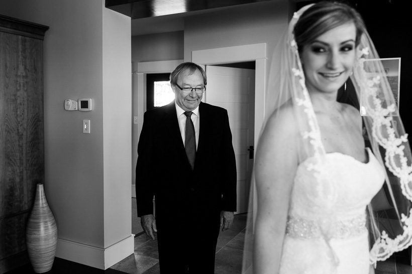 Dad seeing daughter in wedding dress
