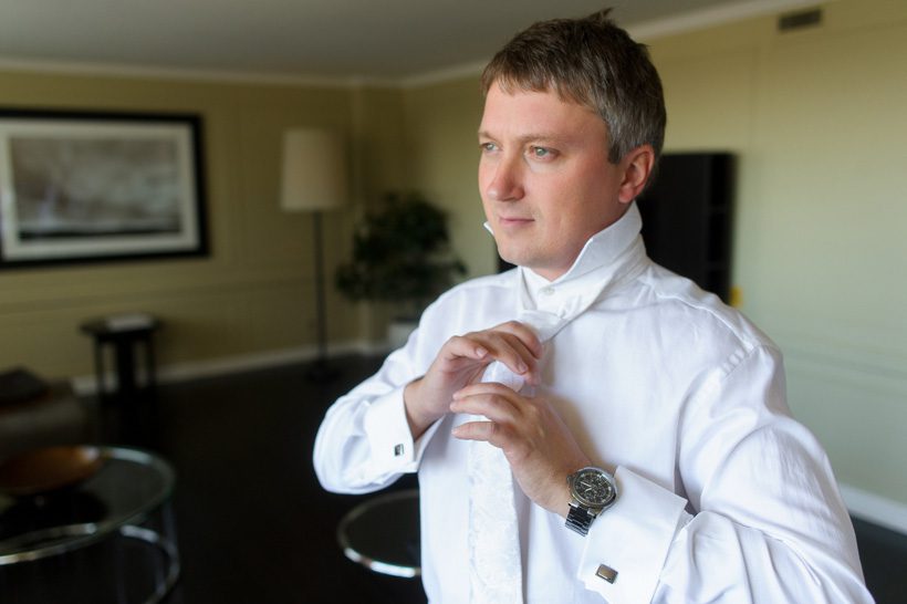 Groom getting ready