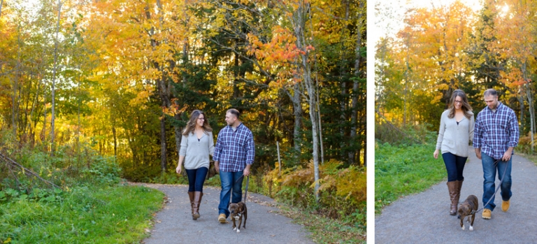 Walking dog engagement session