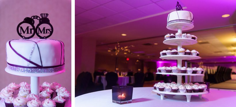 Wedding cake and cupcakes