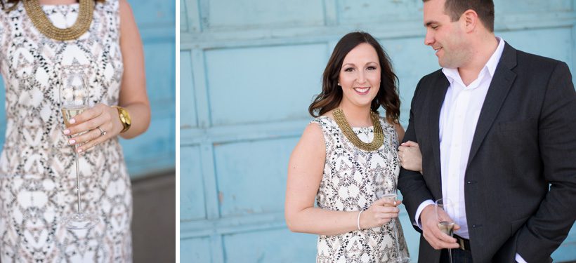 Couple in front of blue door