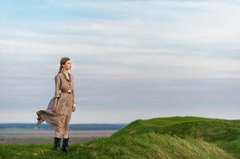 Vintage dress with model