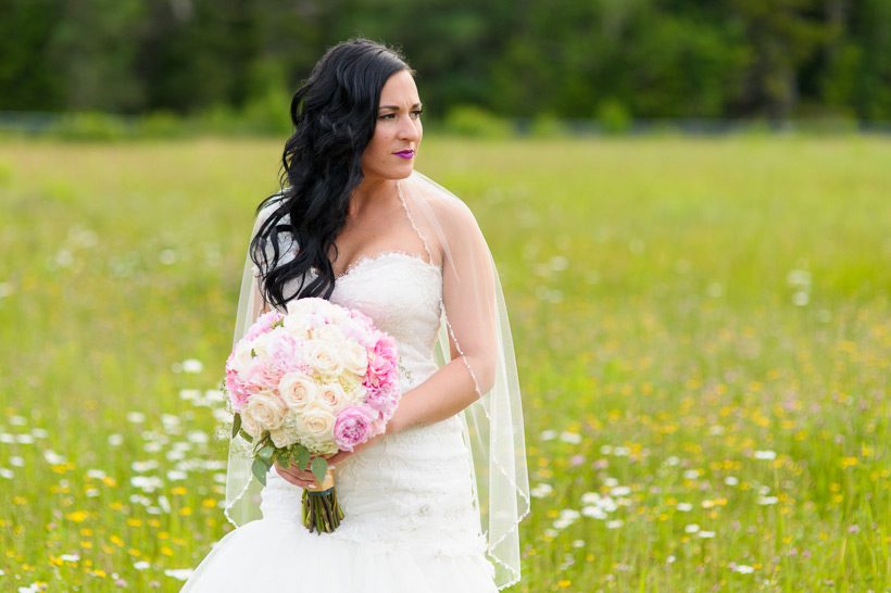 Bride in field