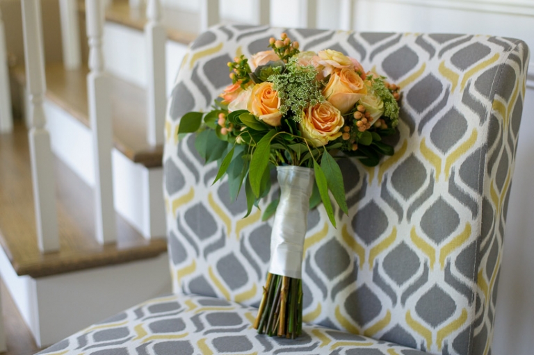 Orange flower bridal bouquet