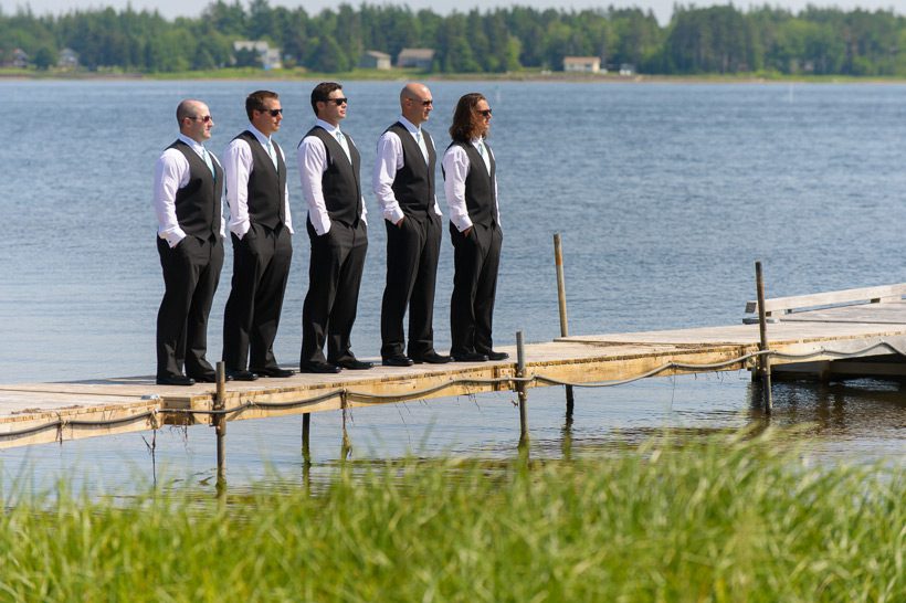 Groomsmen on dock