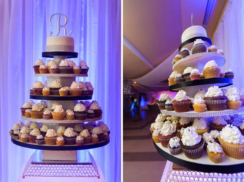Wedding cake and cupcakes