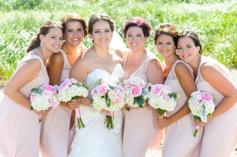 soft pink bridesmaids dresses