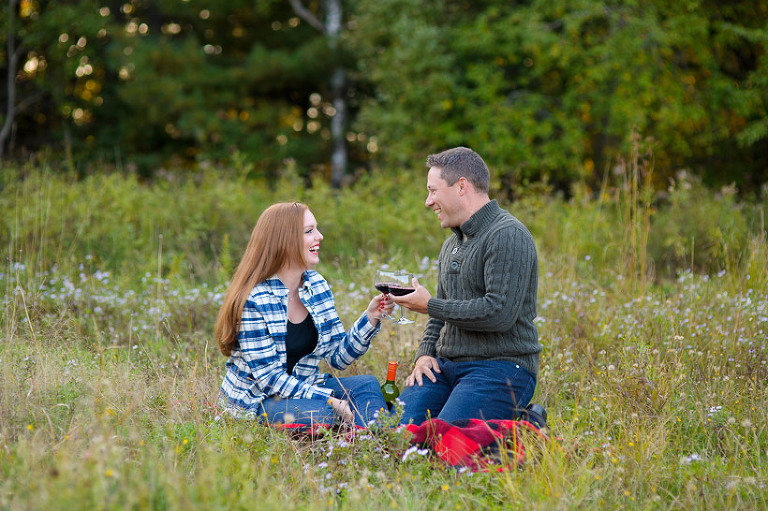 field picnic engagement session