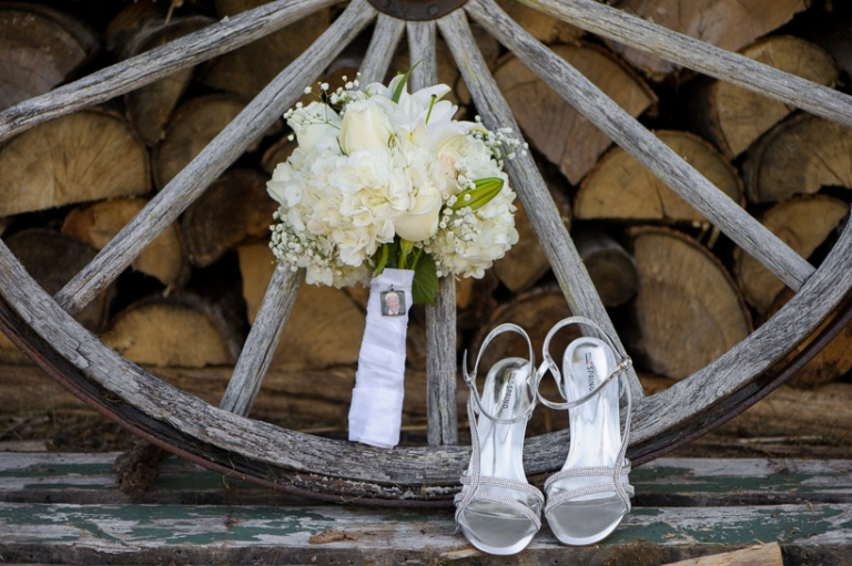 Wedding bouquet and shoes