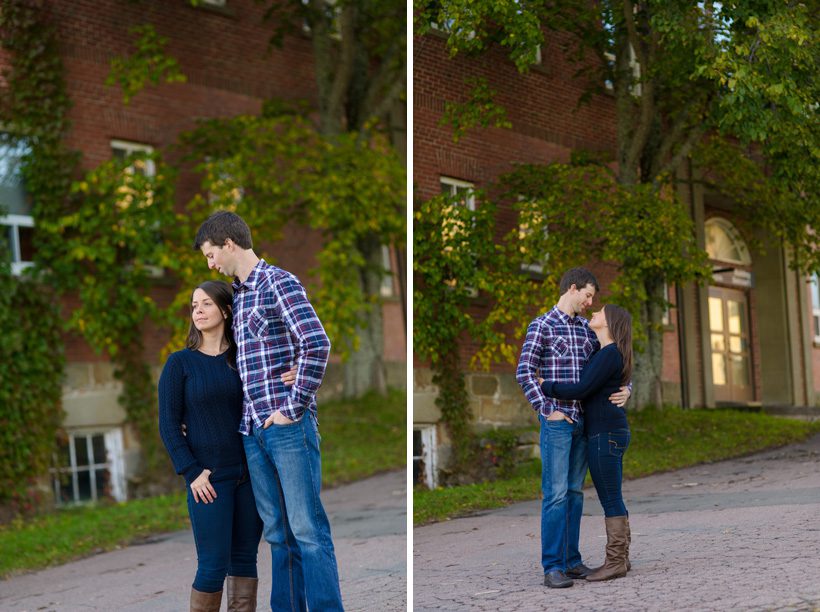 Couple in front of old building