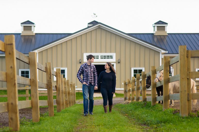 couple walking on farm