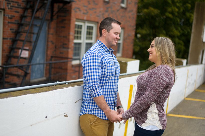Couple in parking garage