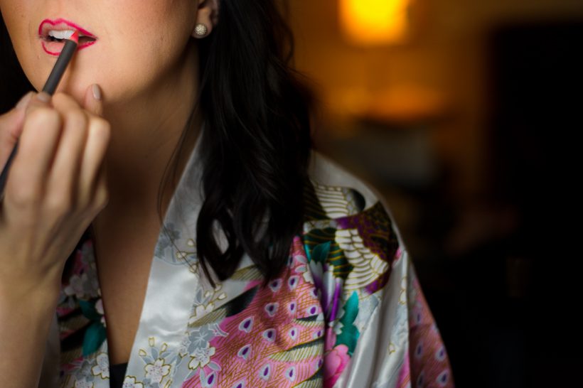 Bride red lips makeup