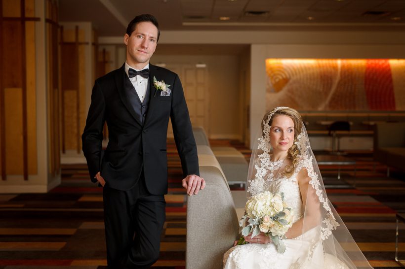Hotel lobby wedding photos