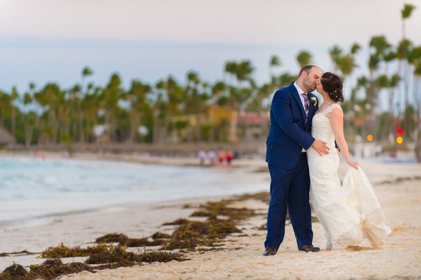 Bride and groom on beach in Punta Cana