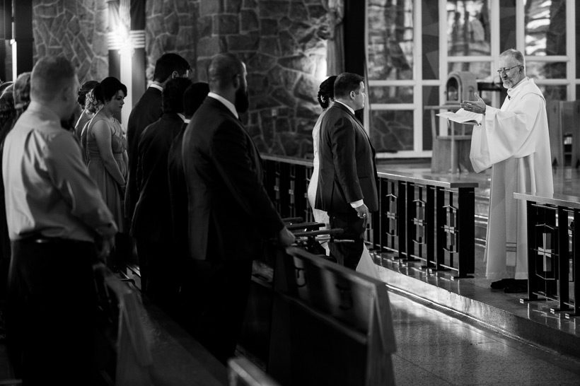 Bride and groom at alter