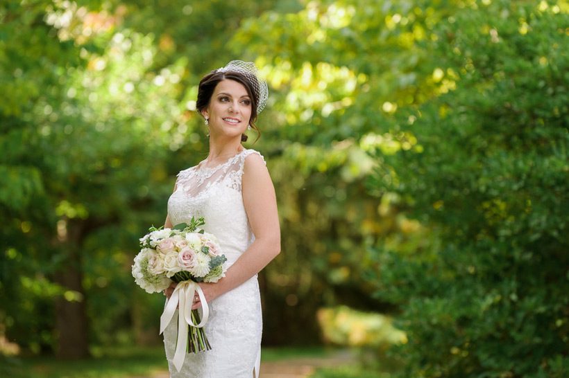 Bride with birdcage veil