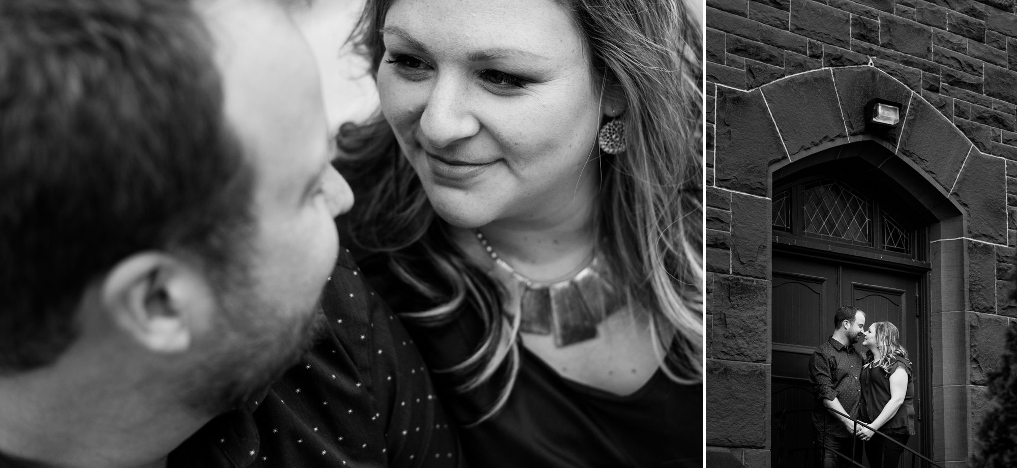 black and white engagement photos in Moncton