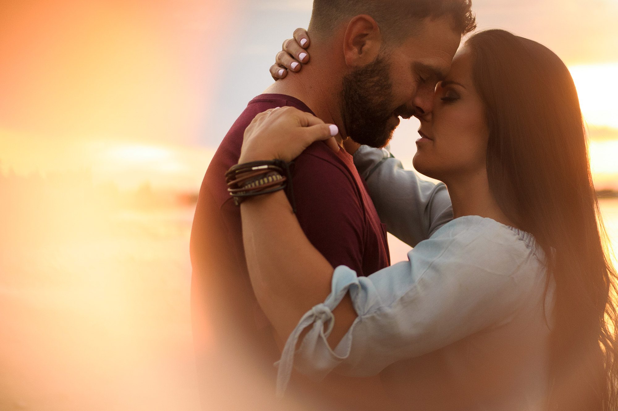 Beach sunset engagement