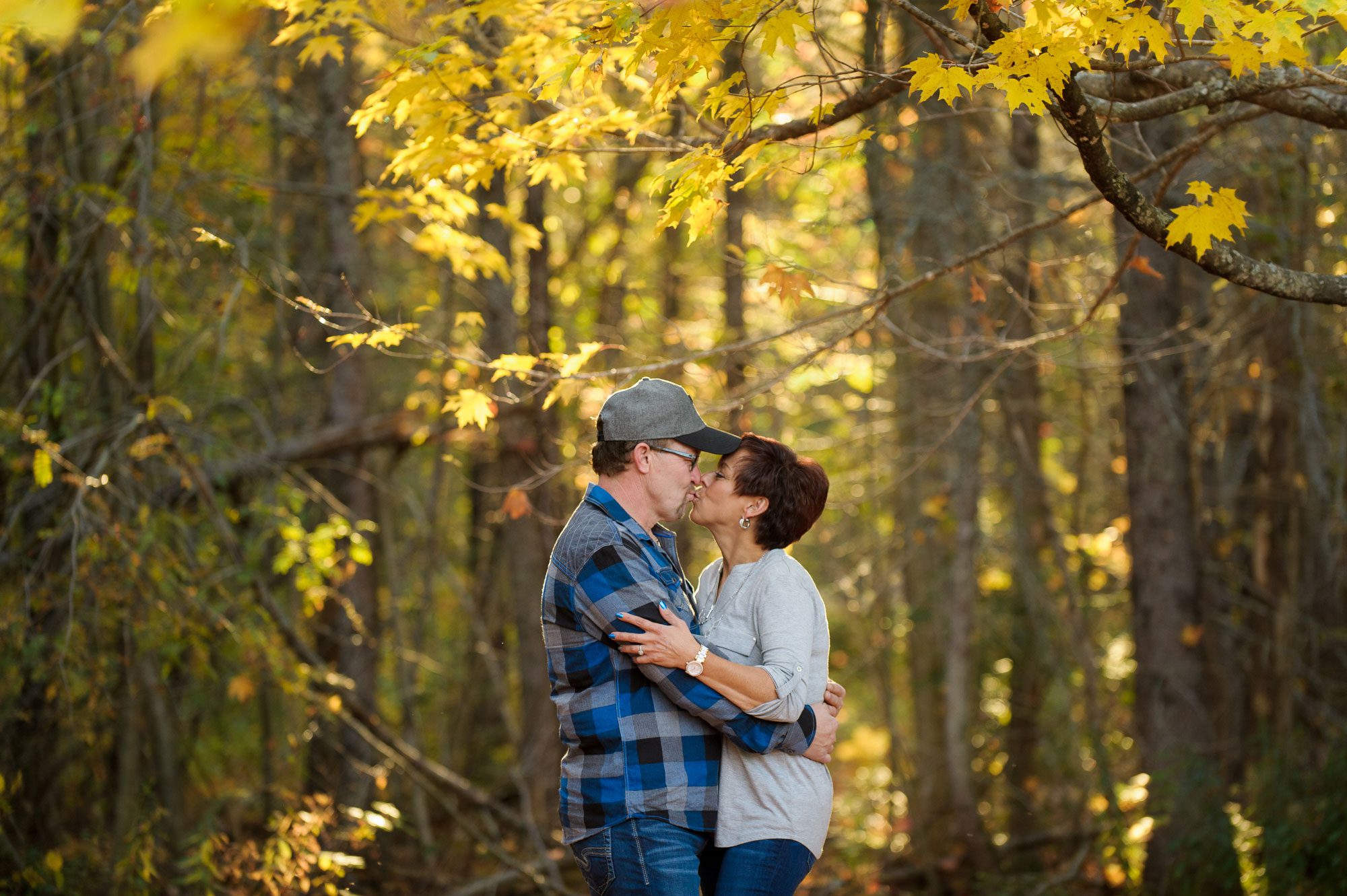 Couple kissing during engagement session