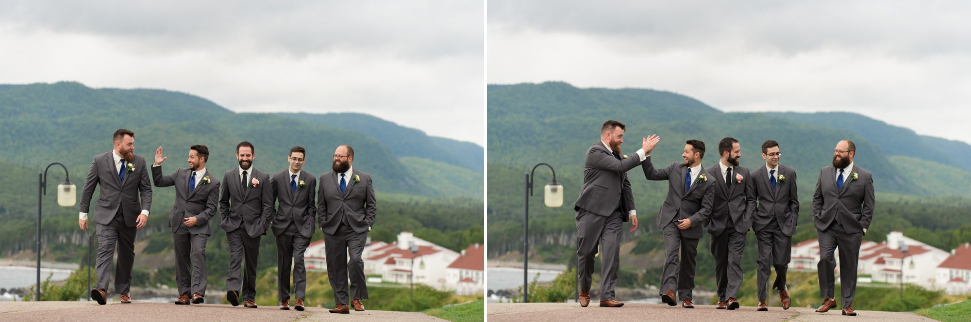 Groom and groomsmen pose
