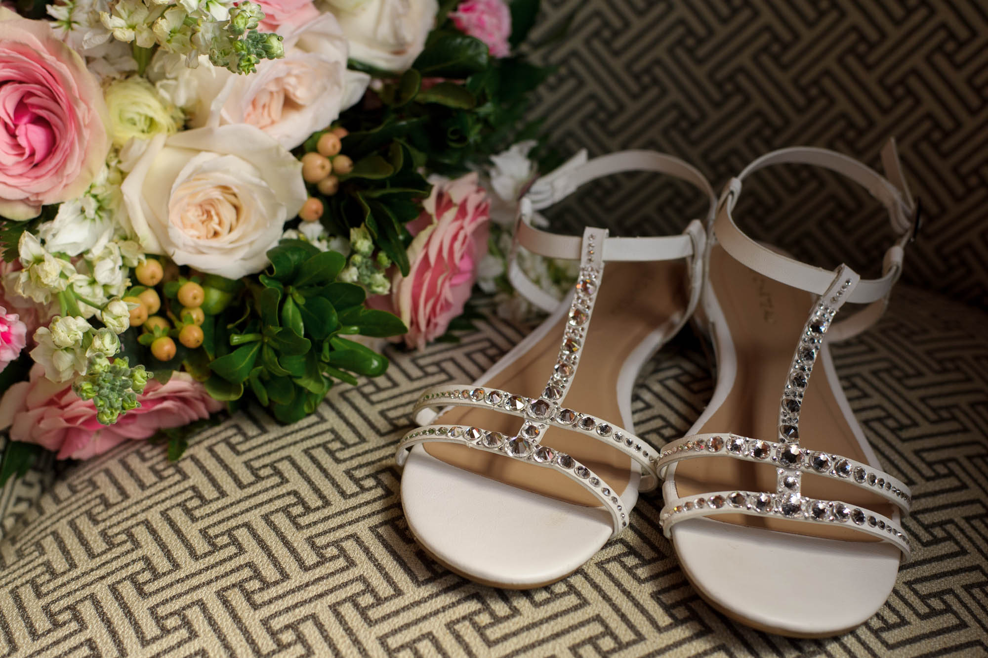 Wedding shoes and flowers