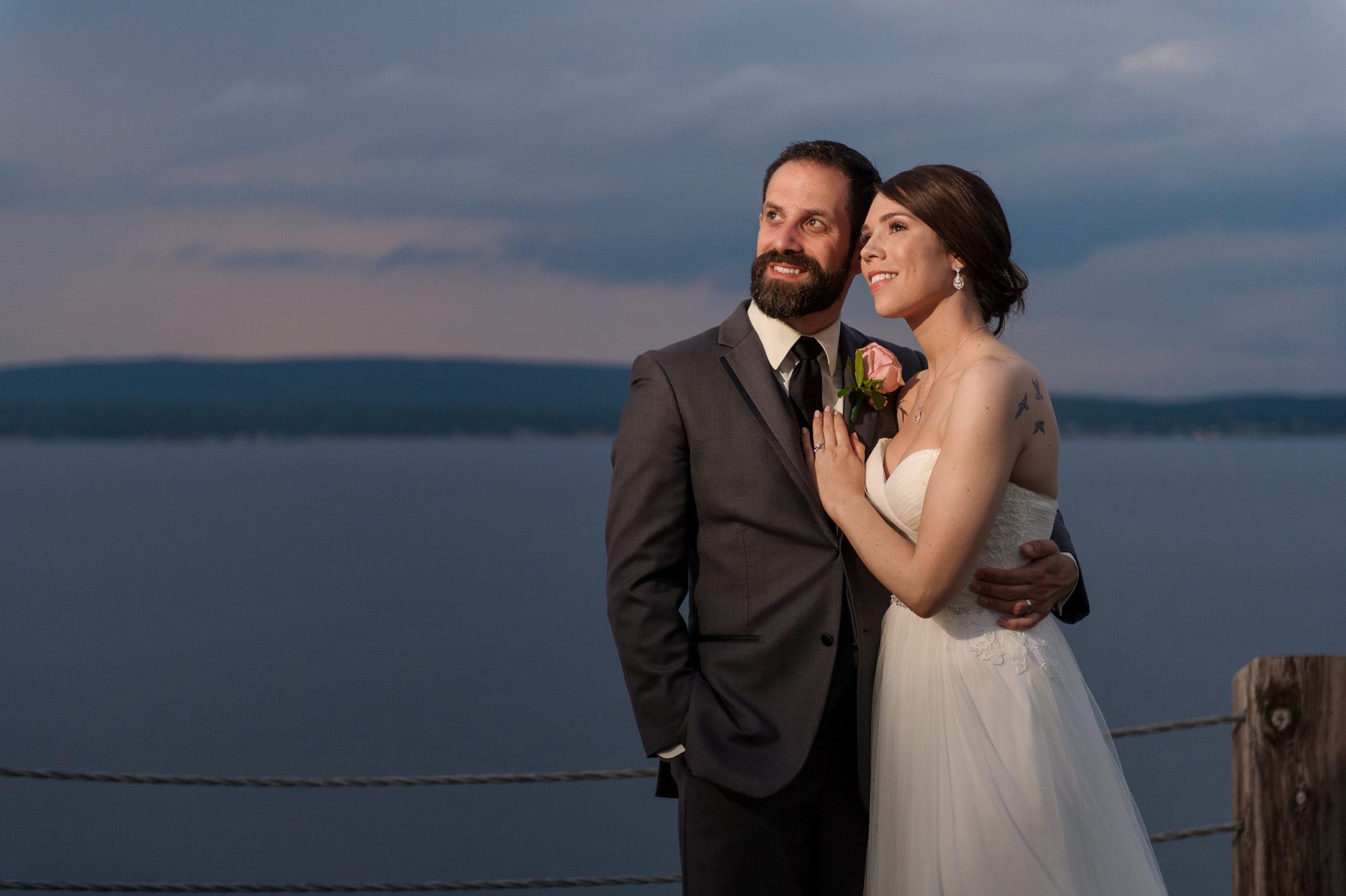 Sunset bride and groom portrait