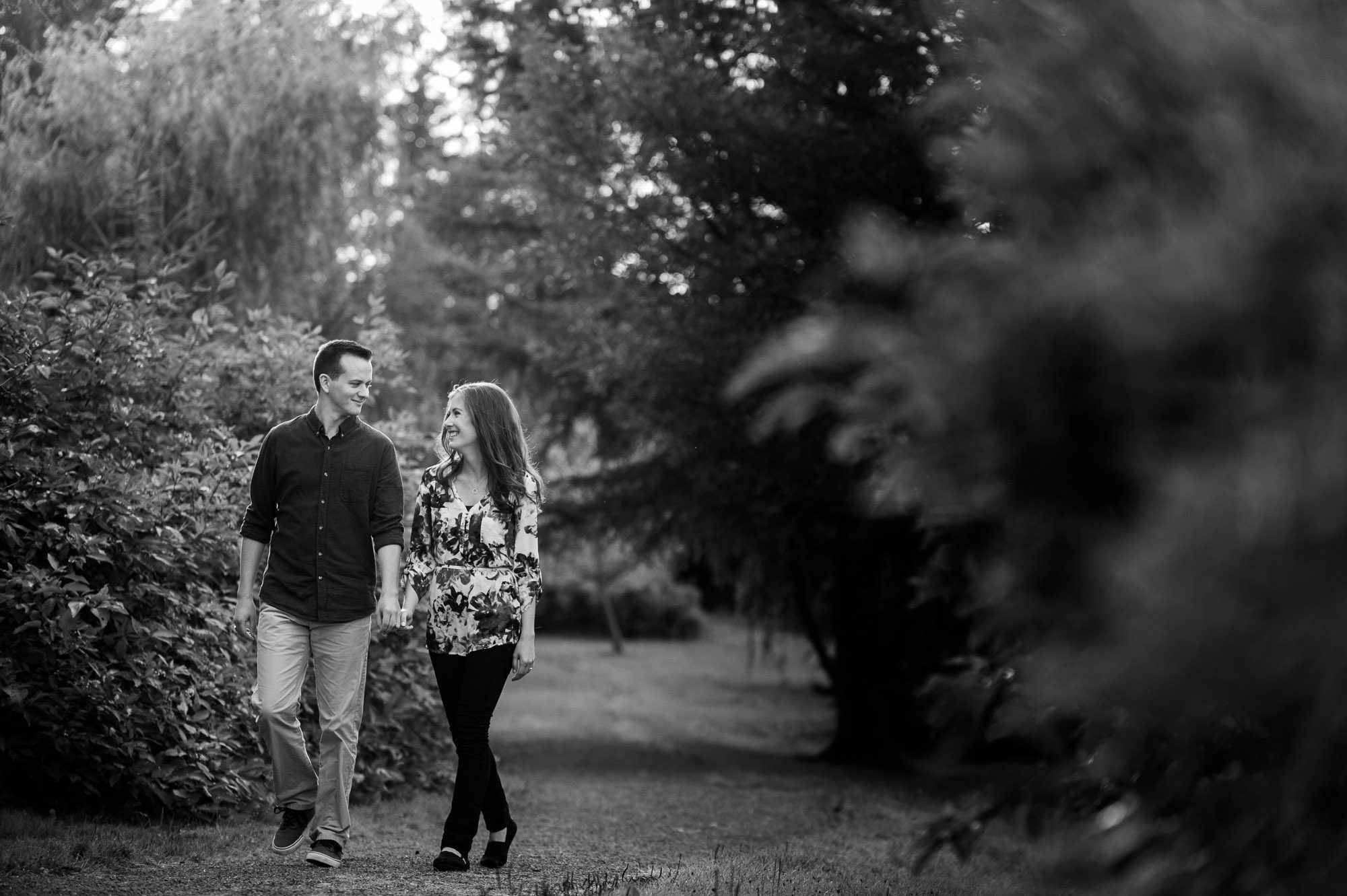 Couple walking in nature park