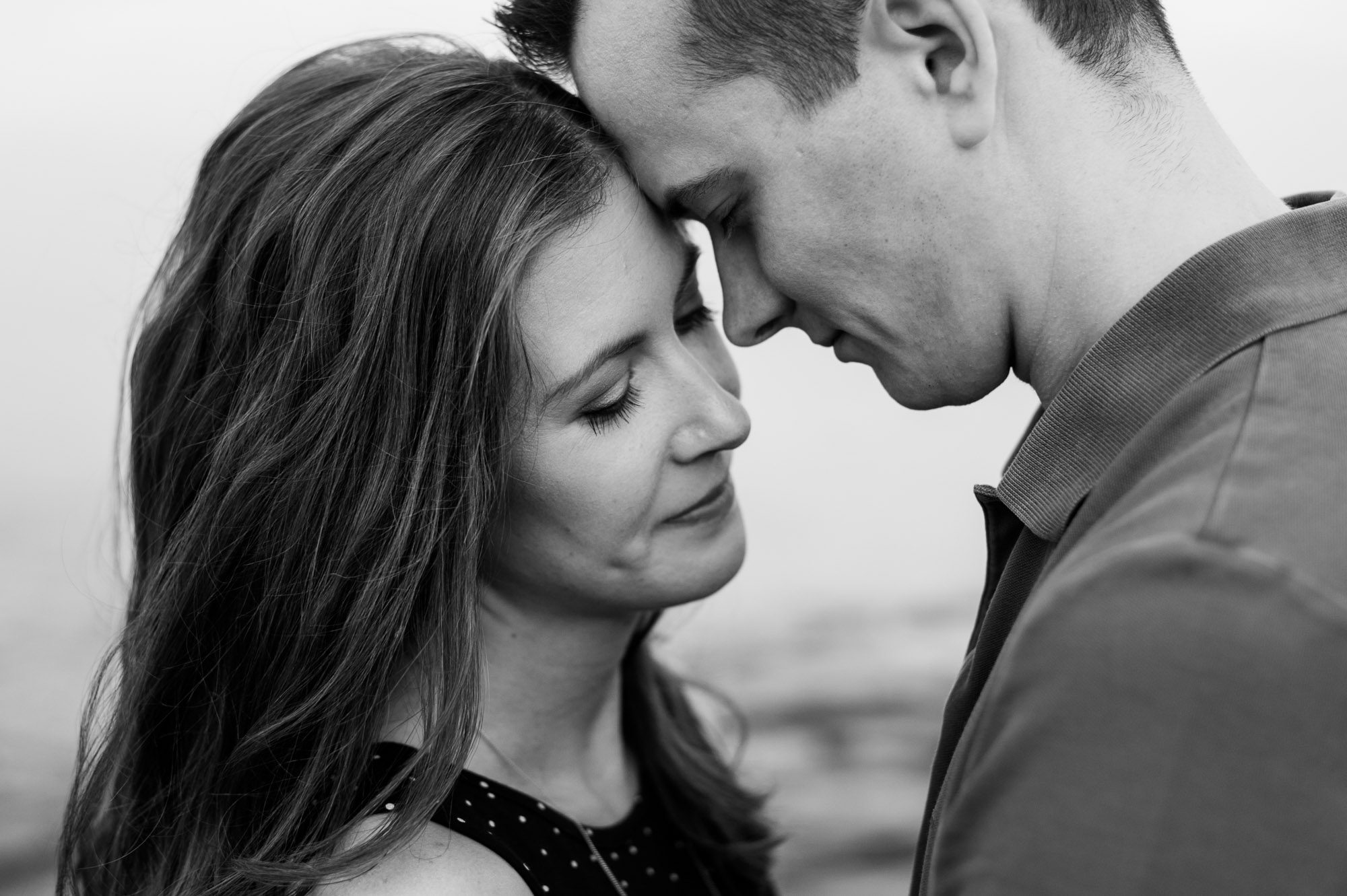 Black and white engagement portrait