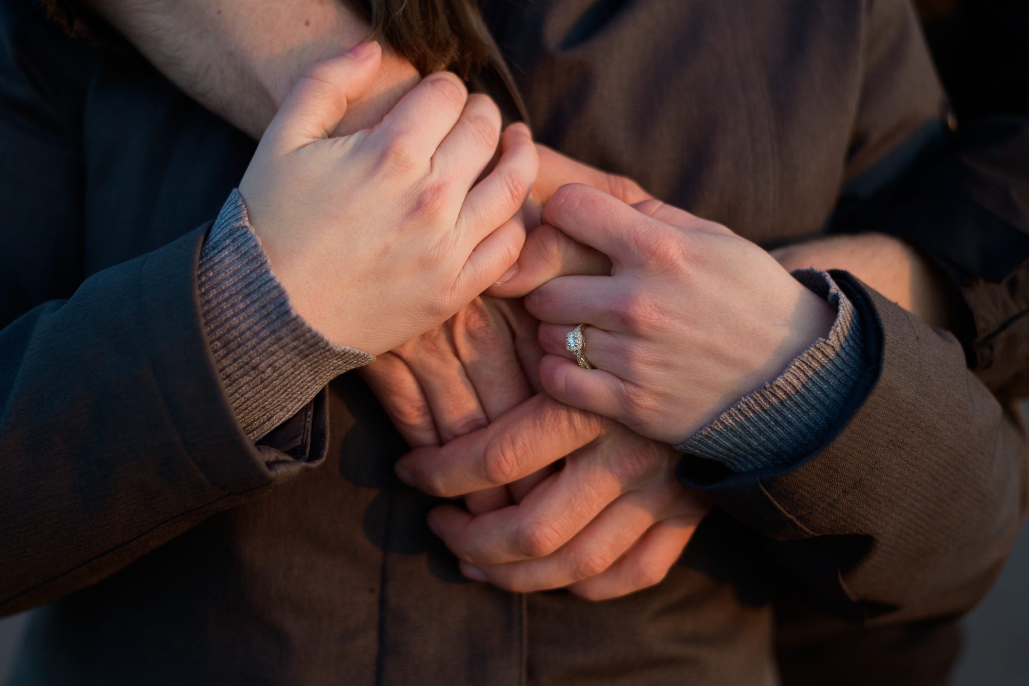 Engagement ring at sunset